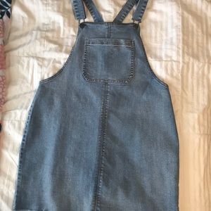 Jean overall mini dress